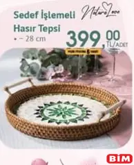 NATURALOVE SEDEF İŞLEMELİ HASIR TEPSİ 28 CM